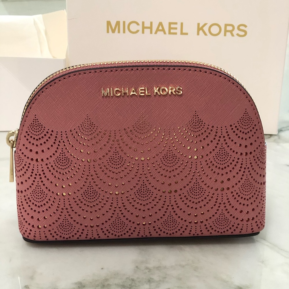 BRAND NEW MICHAEL KORS PINK AND GOLD DETAIL POUCH